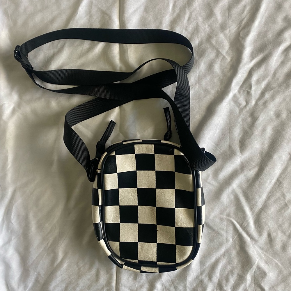 Urban Outfitters Black and White Checkered Crossbody Bag